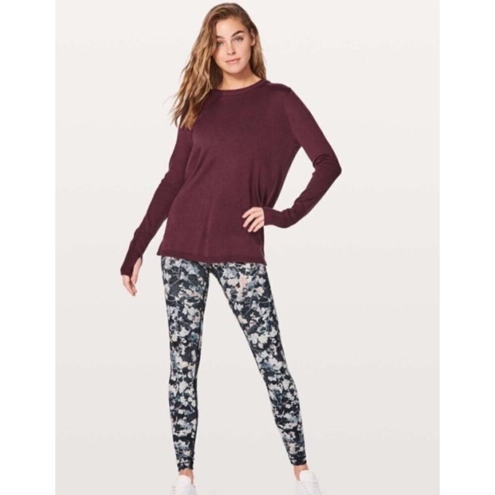 Lululemon Bring It Backbend Burgundy Open Back Sweater Cashmere Blend Sz 8 / 10